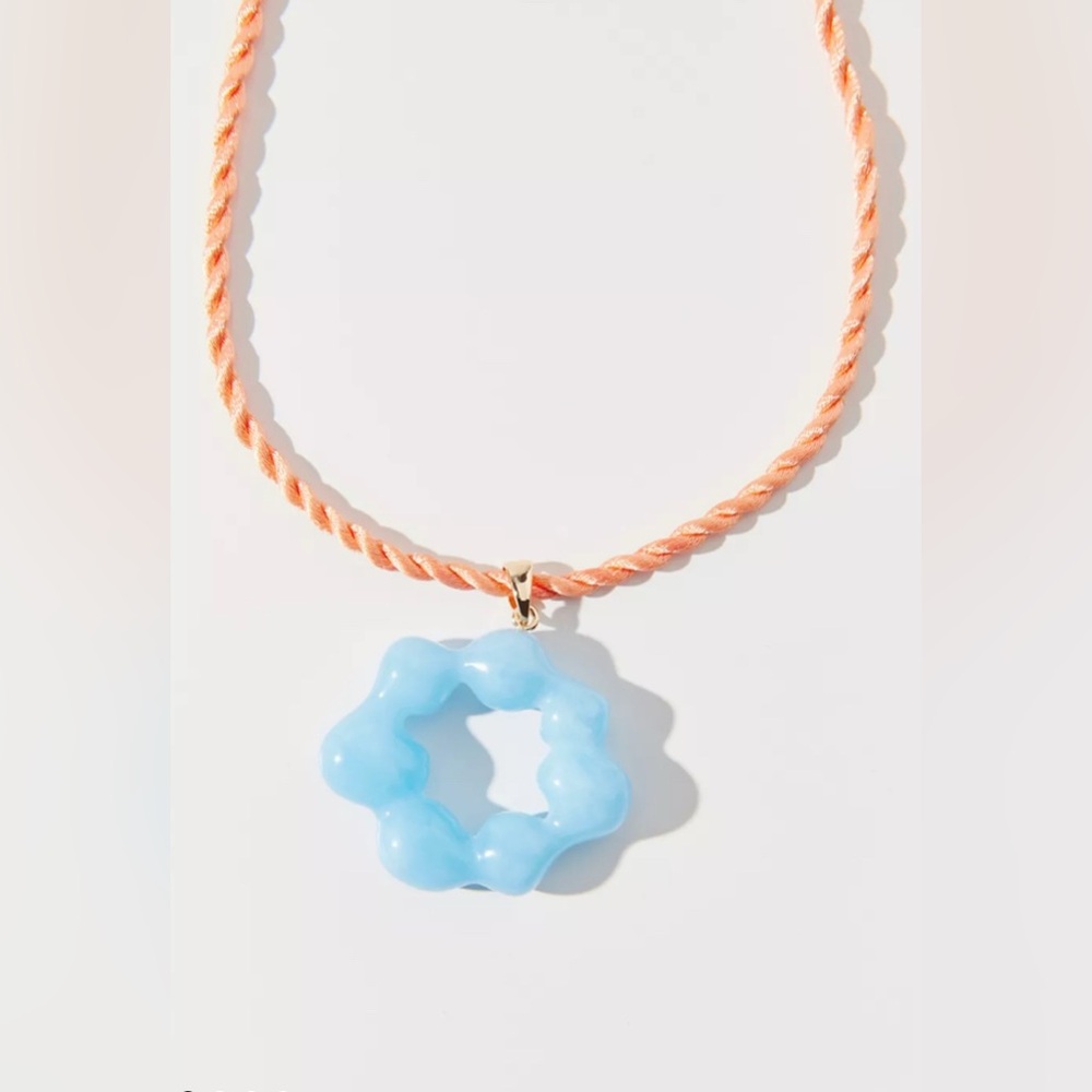 Urban Outfitters Kaia Abstract Circle Pendant Corded Necklace / Blue